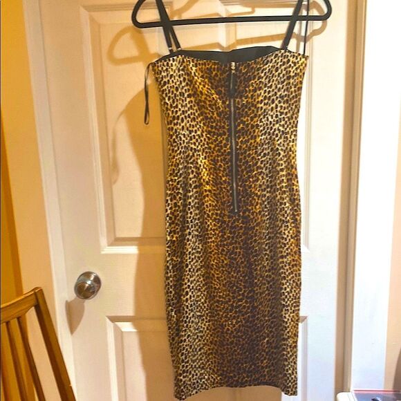 D&G Black & Gold Leopard Print Sleeveless Slip Dress - Picture 7 of 7